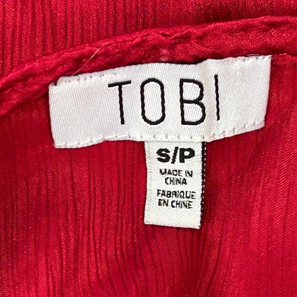 NWT Tobi Red Satin Ruffle Mini Dress Adjustable Spaghetti Straps Size S Small - Picture 8 of 12
